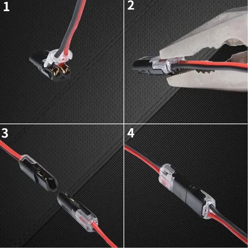🔌2-Pin Solderless Wire Connector – Compact Plug for LED Strips & 18–22 AWG Cables
