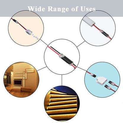 🔌2-Pin Solderless Wire Connector – Compact Plug for LED Strips & 18–22 AWG Cables