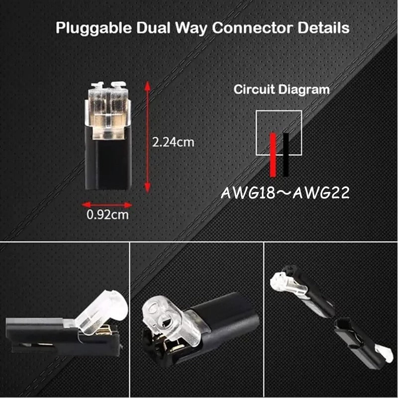 🔌2-Pin Solderless Wire Connector – Compact Plug for LED Strips & 18–22 AWG Cables