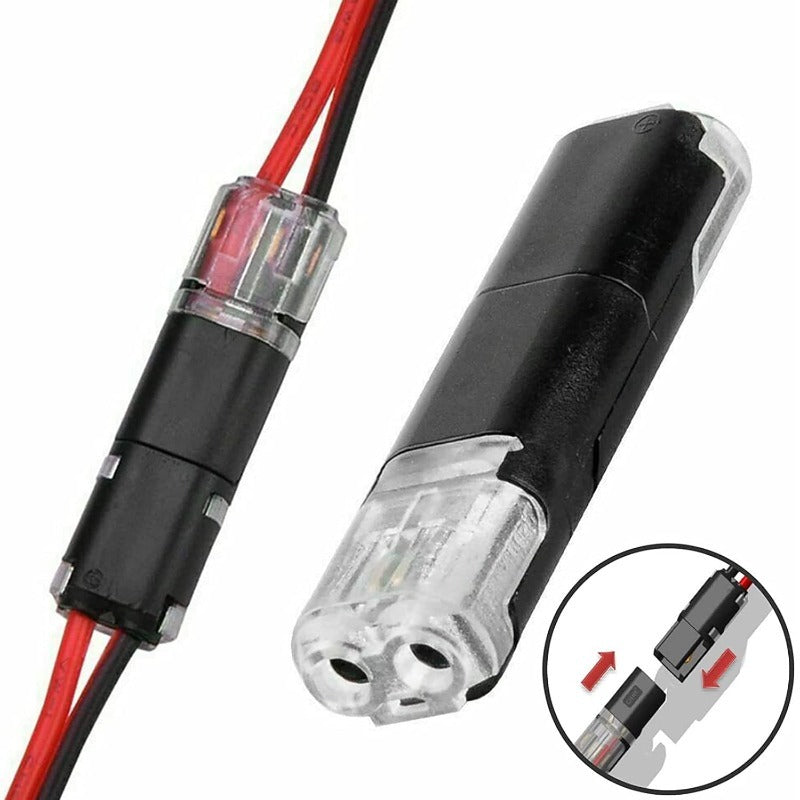 🔌2-Pin Solderless Wire Connector – Compact Plug for LED Strips & 18–22 AWG Cables