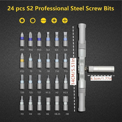 👍24 in 1 DlY Screwdriver Set,Compact and Portable Ratchet Screw0driver SetHome Repair Tool Box